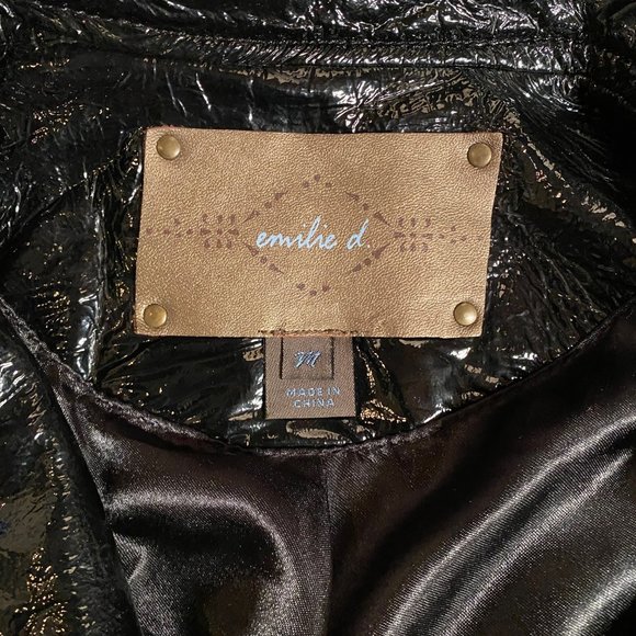 Emilie D. Genuine Leather Bomber Jacket Size Medium - Picture 8 of 8